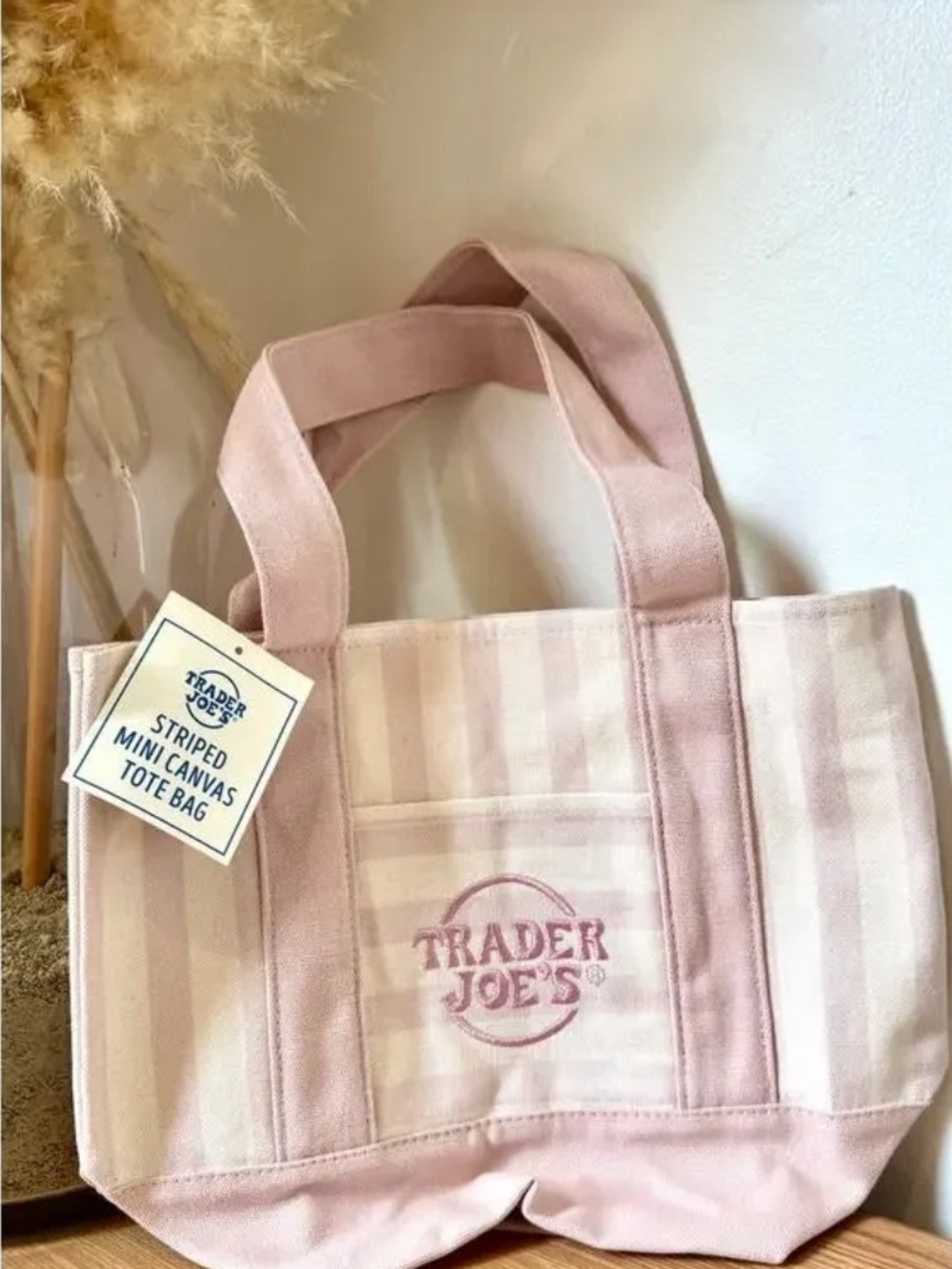 LAST SET! Trader Joe's Striped Mini Canvas Totes- Pastel Stripe- Limited Edition - Picture 8 of 11